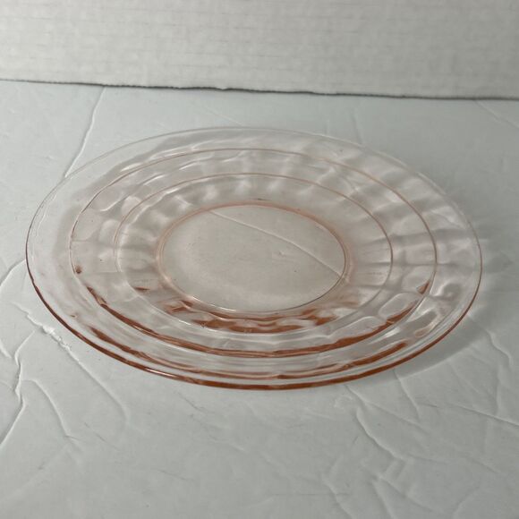 Hocking Block Optic Pink Depression Glass 6 Inch Plate Saucer Multiple Available - Picture 4 of 4
